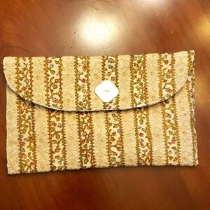 VINTAGE 80s Clutch Brocade Fabric Hand Crafted EU
